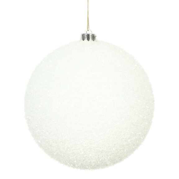 Vickerman 6" White Tinsel Ball Ornament, 2 per Bag