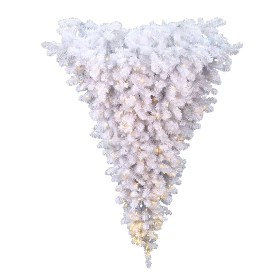 Vickerman 6' White Upside Down Artificial Christmas Half Tree, Warm White Single Mold LED Lights