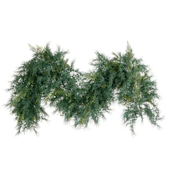Vickerman 6' X 14" Artificial Mixed Fern Cedar Doublesided Garland