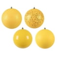 thumbnail image 1 of Vickerman 6" Yellow 4-Finish Ball Ornament Assortment, 4 per Box, 1 of 5