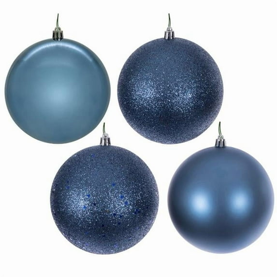 Vickerman N591552BX 6 in. Denim Blue 4 Finish Ball Ornament, Box of 4
