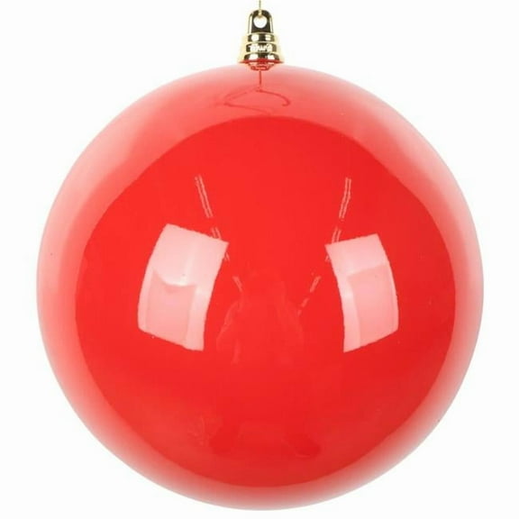 Vickerman MT250603W 6 in. Enamel Ball Ornament, Red - 4 per Bag