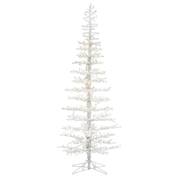 Vickerman 6' x 26" Flocked Kuna Pine Artificial Christmas Tree, Warm White LED Lights