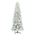 thumbnail image 1 of Vickerman 6' x 30" Flocked Atka Pencil Artificial Christmas tree, Warm White LED Lights., 1 of 5