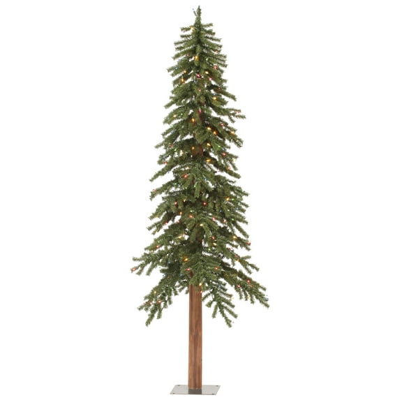 Vickerman 6' x 33" Natural Alpine Artificial Christmas Tree, Multi-colored LED Lights