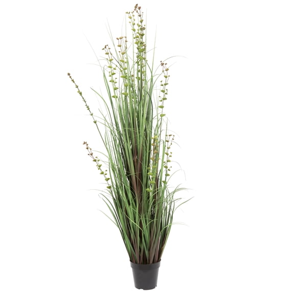 Vickerman 60" Artificial Potted Green Grass and Eucalyptus.