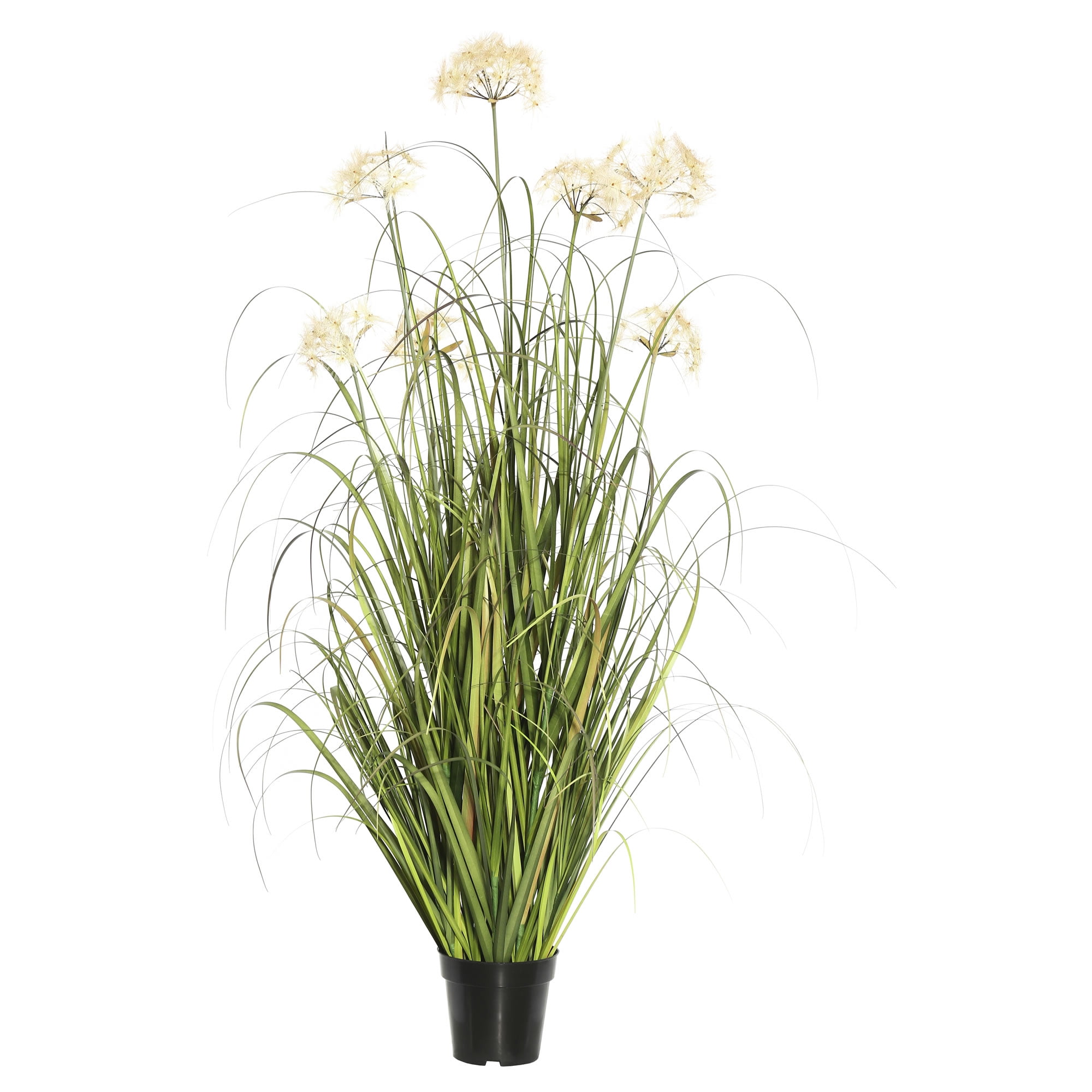 Tiny Faux Potted Green Grass with Cream Dandelions