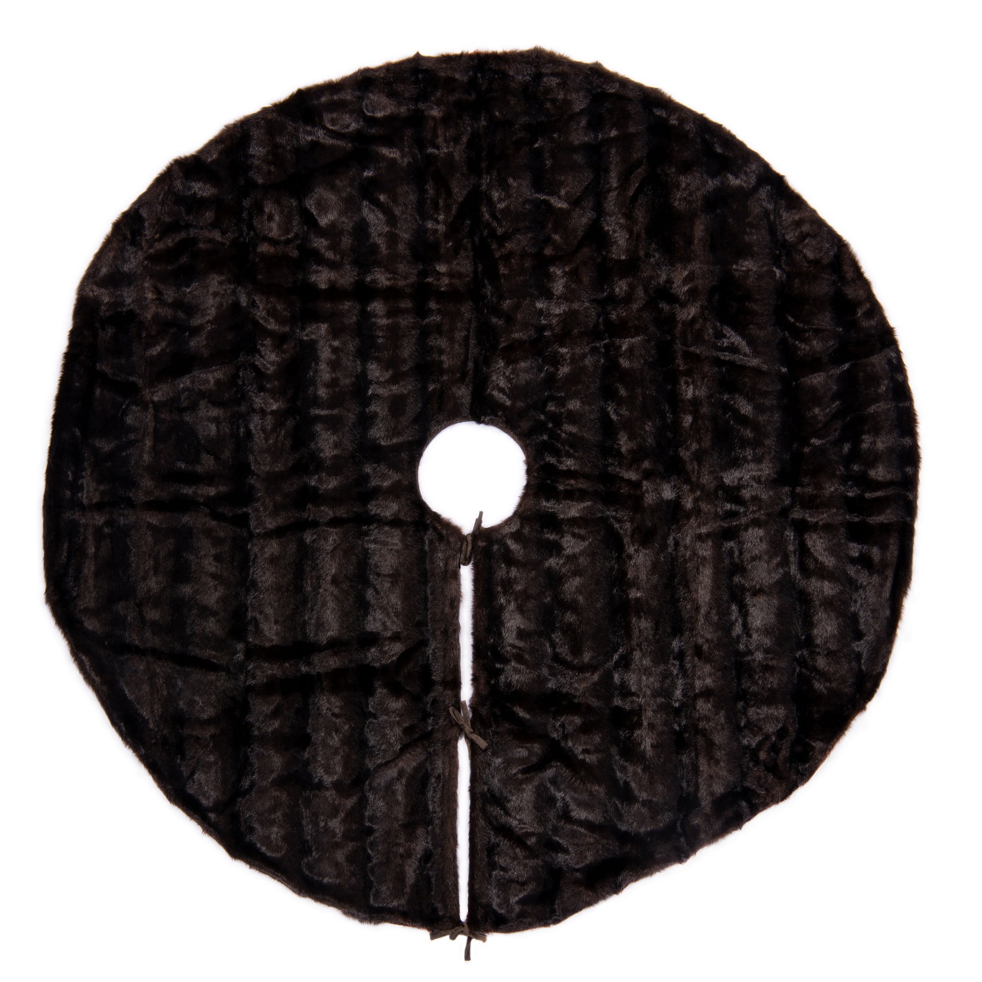 60-Inch Dark Brown Faux Fur Christmas Tree Skirt