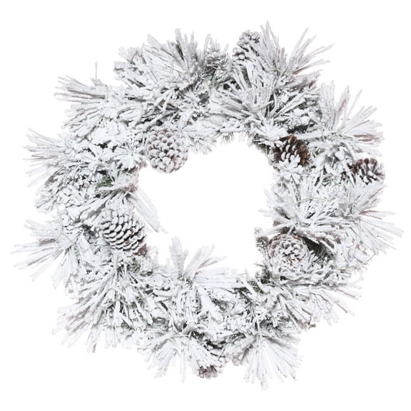 Vickerman 60" Flocked Atka Artificial Christmas Wreath, Unlit