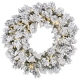 thumbnail image 1 of Vickerman 60" Flocked Snow Ridge Artificial Christmas Wreath, 200 Warm White Single Mold LED Lights., 1 of 2