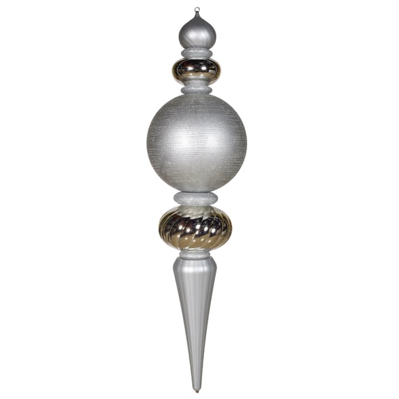 Vickerman 62" Silver Finial Ornament with Shiny, Matte, and Glitter Finishes
