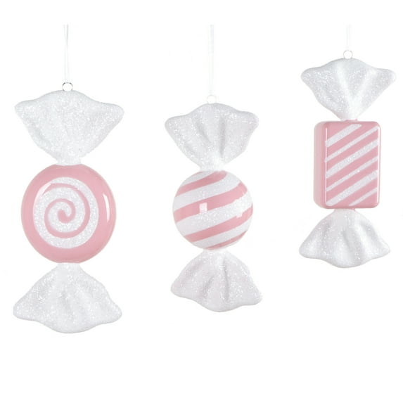 Vickerman 7.5"-8" Pastel Pink Candy Ornament Assortment, 3 per bag.