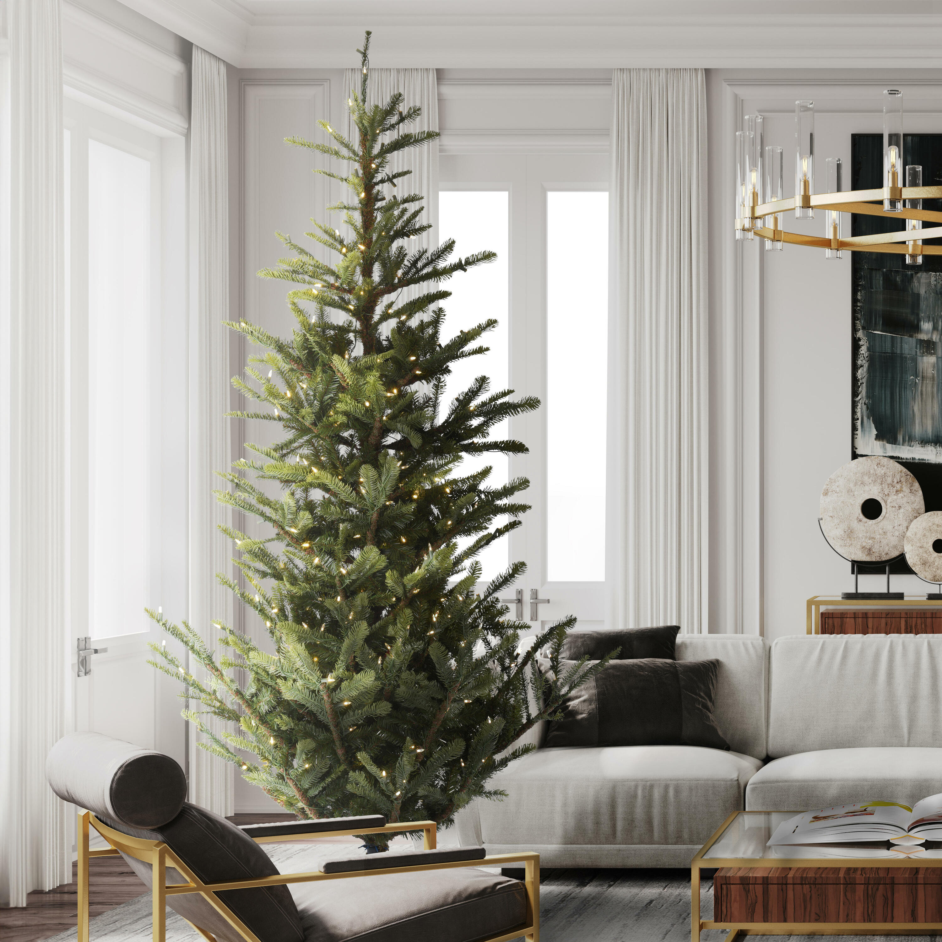 Vickerman 7.5' Alberta Spruce Artificial Christmas Tree with Warm White