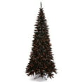 thumbnail image 1 of Vickerman 7.5' Black Fir Slim Artificial Christmas Tree, Orange  Dura-lit LED Lights, 1 of 3