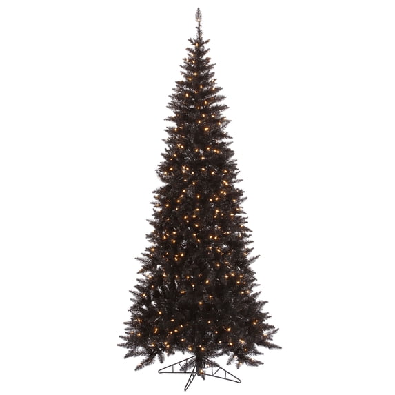 Vickerman 7.5' Black Fir Slim Artificial Christmas Tree, Warm White Dura-lit LED Lights
