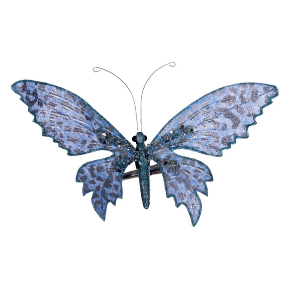 Vickerman 7.5" Blue Glitter Butterfly on Clip, 4 pieces per bag