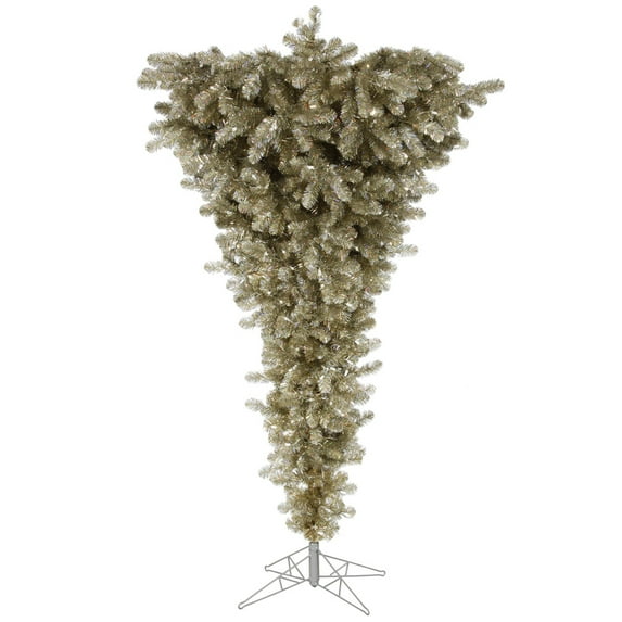 Vickerman 7.5' Champagne Upside Down Artificial Christmas Tree, Unlit