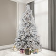 thumbnail image 1 of Vickerman 7.5' Flocked Alberta Artificial Christmas Tree, Warm White LED Lights, 1 of 5