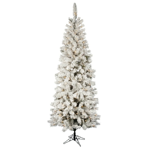 Vickerman 7.5' Flocked Pacific Artificial Christmas Tree, Clear Lights