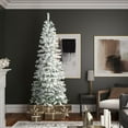 thumbnail image 1 of Vickerman 7.5' Flocked Pacific Pencil Artificial Christmas Tree with Warm White LED Lights, 1 of 6