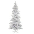 thumbnail image 1 of Vickerman 7.5' Flocked White Slim Artificial Christmas Tree, Multi-Colored LED Lights, 1 of 4