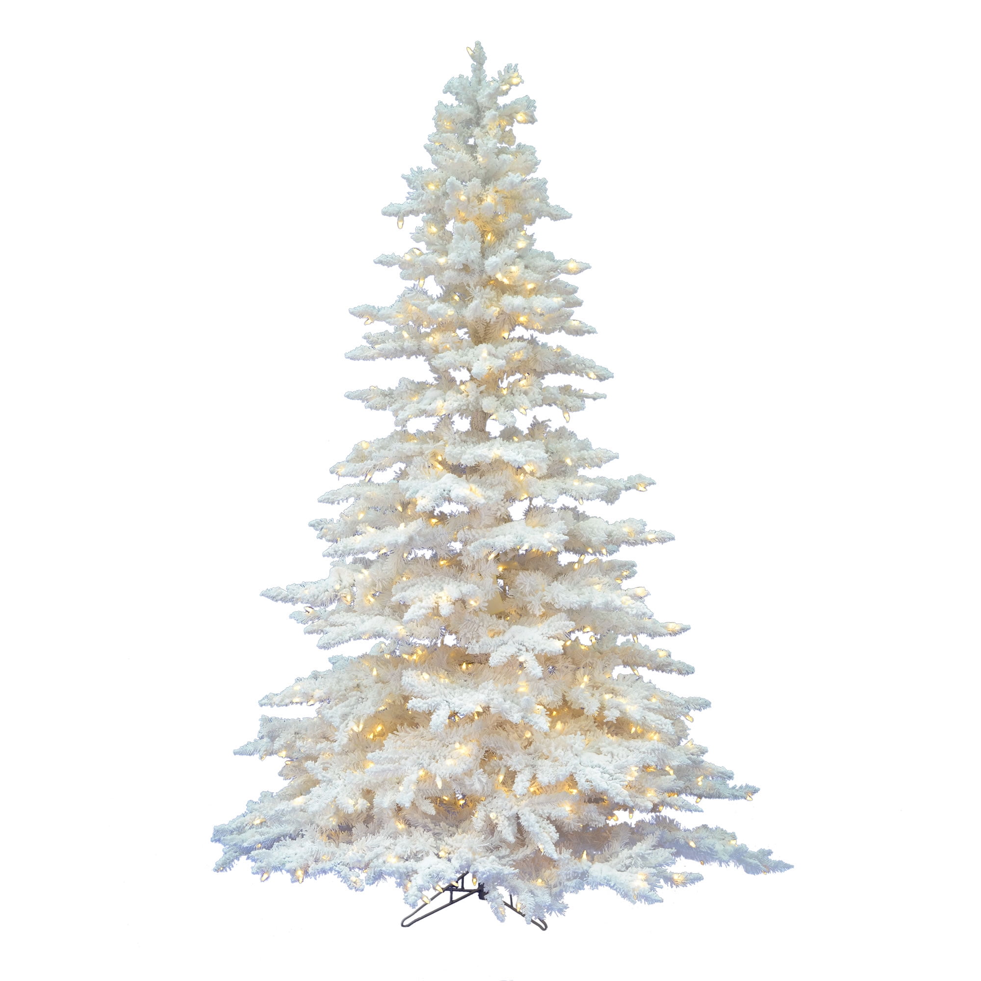7.5' Flocked White Spruce Christmas Tree with Warm White LED Lights