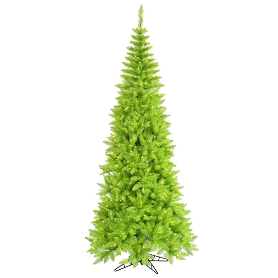 Vickerman 7.5' Lime Fir Slim Artificial Christmas Tree, Lime Dura-lit LED Lights