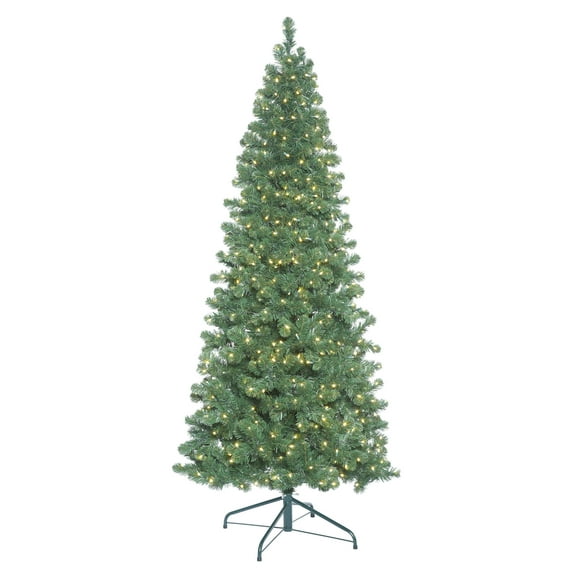 Vickerman 7.5' Oregon Fir Slim Artificial Christmas Tree, Wide Angle Single Mold Warm White LED Lights
