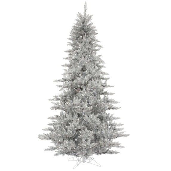 Vickerman 7.5' Silver Tinsel Fir Artificial Christmas Tree, Unlit