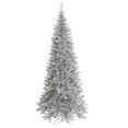 thumbnail image 1 of Vickerman 7.5' Silver Tinsel Fir Slim Artificial Christmas Tree, Unlit, 1 of 4
