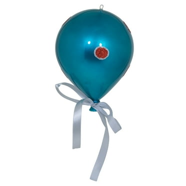 Vickerman 7.5" Turquoise Dot Balloon Christmas Ornament, 3 per Bag