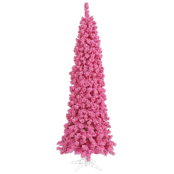 Vickerman 7.5' Unlit Flocked Pink Pencil Fir Artificial Christmas Tree