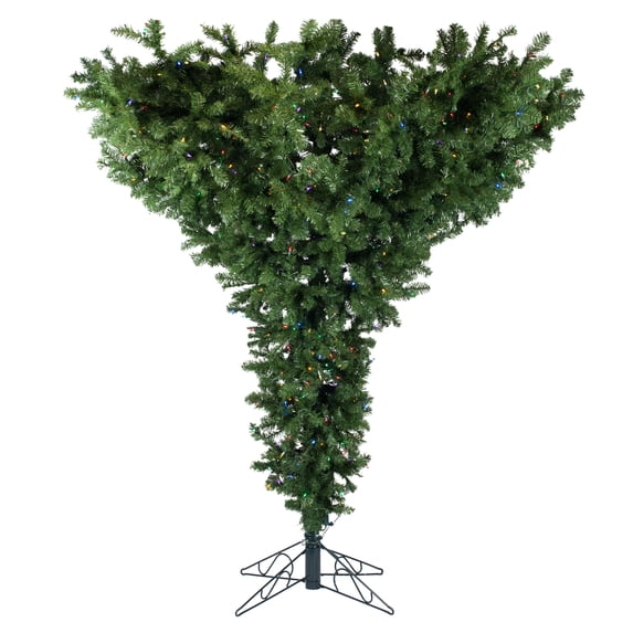 Vickerman 7.5' Upside Down Artificial Christmas Tree, Dura-lit Multi-Colored LED Lights