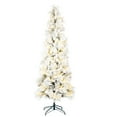 thumbnail image 1 of Vickerman 7.5' x 37" Flocked Atka Pencil Artificial Christmas tree, Warm White Dura-Lit® LED Lights, 1 of 2