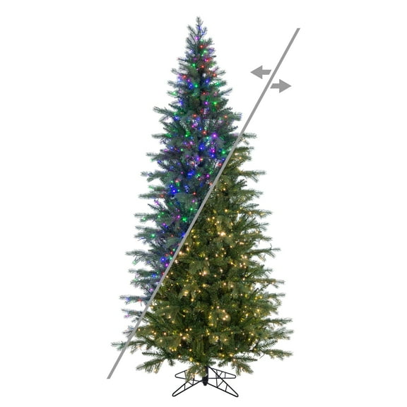 Vickerman 7.5' x 44" Balsam Spruce Slim Artificial Christmas Tree, 3mm LED Color Changing Lights