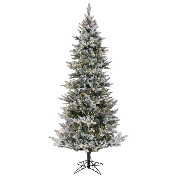 Vickerman 7.5' x 45" Flocked Kiana Artificial Christmas Tree, Dura-Lit® LED Warm White Mini Lights