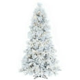 thumbnail image 1 of Vickerman 7.5' x 49" Flocked Atka Slim Artificial Christmas Tree, Warm White LED lights., 1 of 6