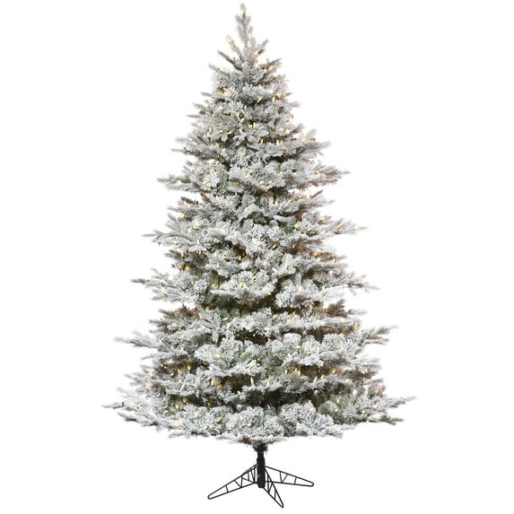 Vickerman 7.5' x 60" Flocked Kiana Artificial Christmas Tree, Dura-Lit® LED Warm White Mini Lights