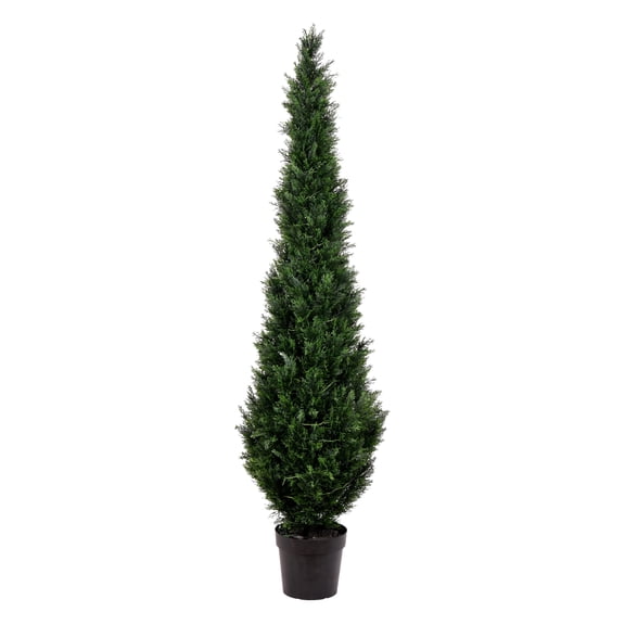Vickerman 7' Artificial Potted Green Cedar Tree.