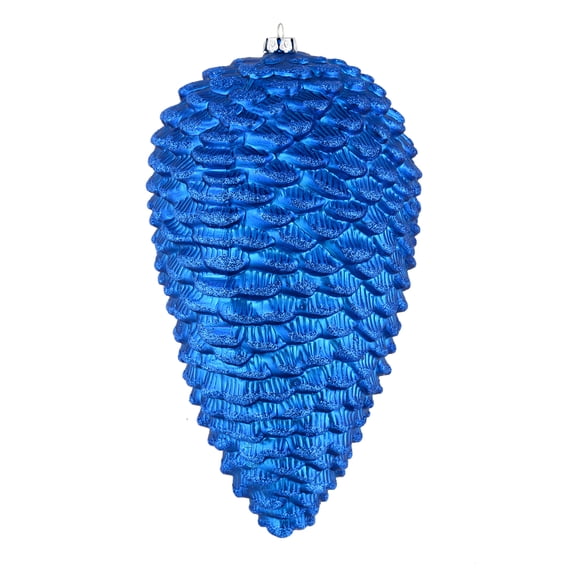 Vickerman 7" Blue Matte Glitter Pinecone Christmas Ornament, 4 per pack