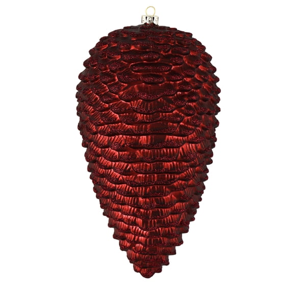 Vickerman 7" Burgundy Matte Glitter Pinecone Christmas Ornament, 4 per set