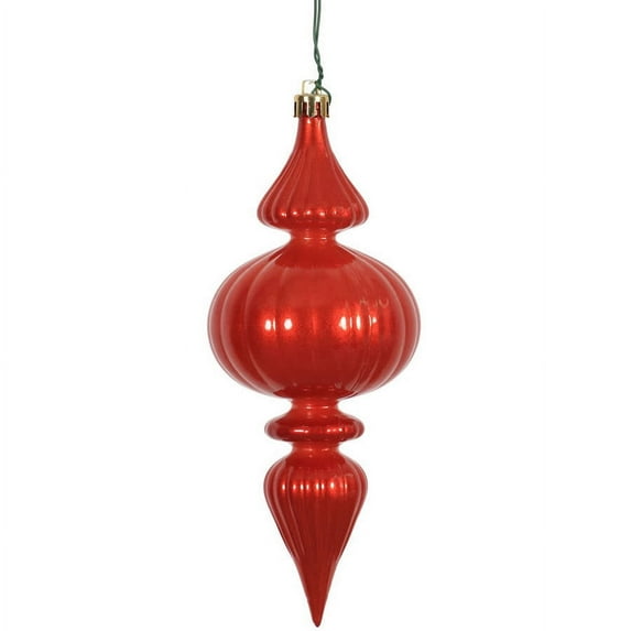 Vickerman 7" Burnish Orange Candy Finial Ornaments with UV-Resistant Finish and Pre-Drilled Cap, Set of 6