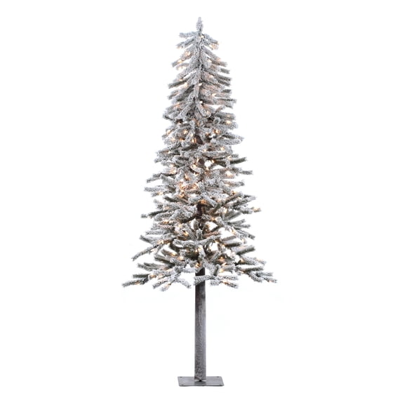 Vickerman 7' Flocked Alpine Artificial Christmas Tree, Clear Dura-Lit lights