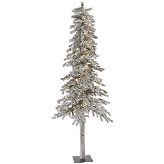 Vickerman 7' Flocked Alpine Artificial Christmas Tree, Warm White Single Mold LED lights