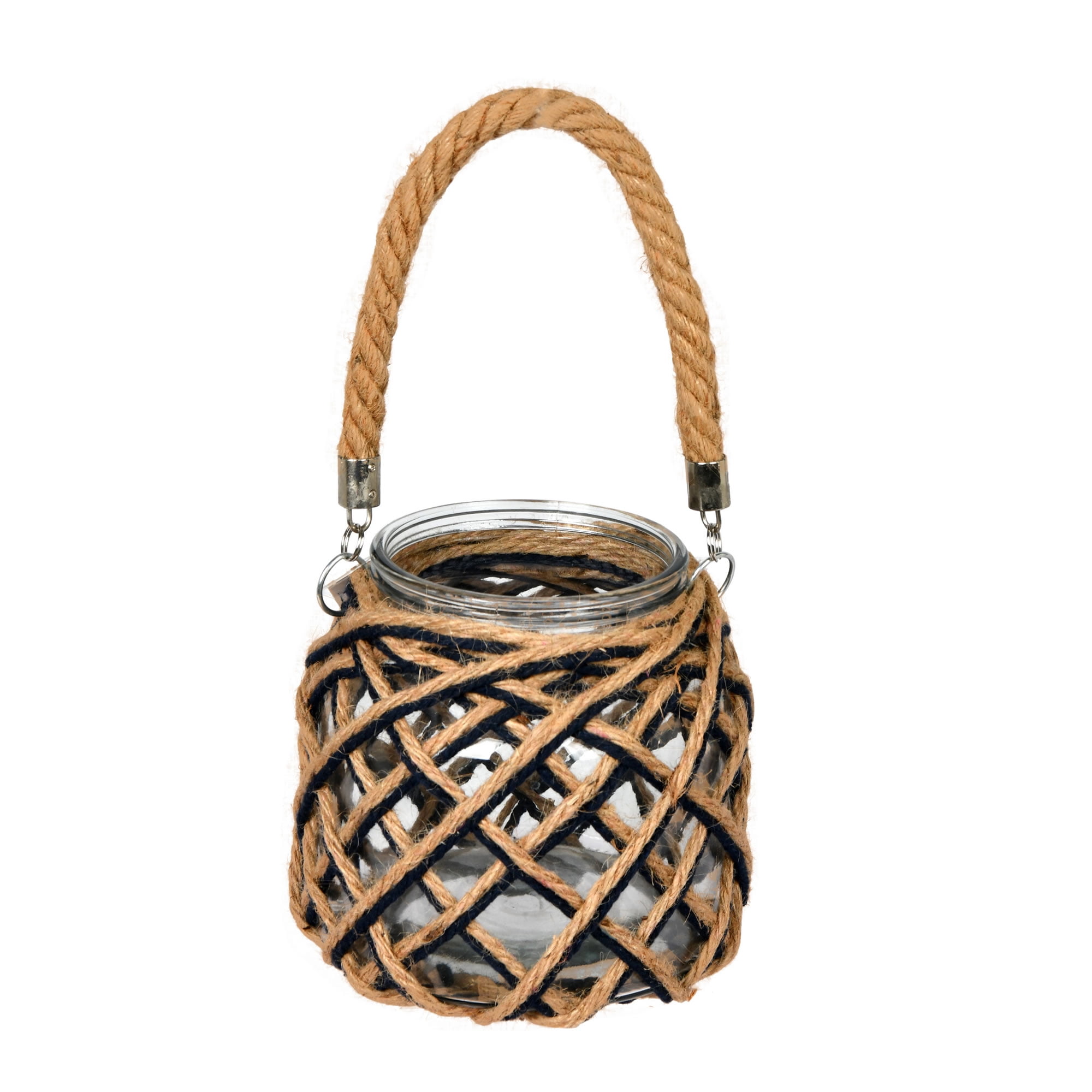 Vickerman 7" Glass Jar in Woven Jute Handle. This glass jar is wrapped ...