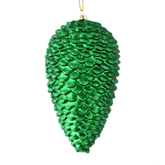 Vickerman 7" Green Matte Glitter Pinecone Christmas Ornament, 4 per pack