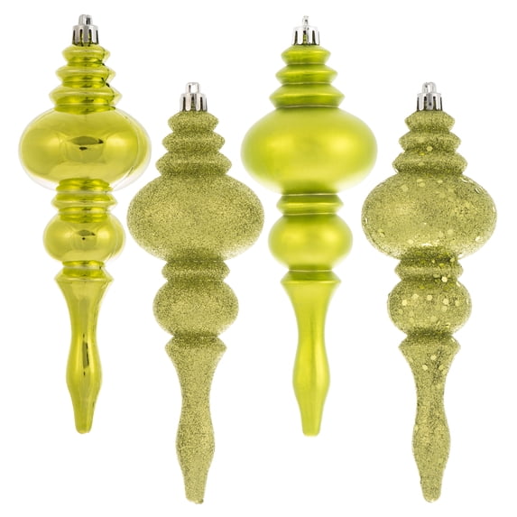 Vickerman 7" Lime 4-Finish Finial Ornament, 8 per Box