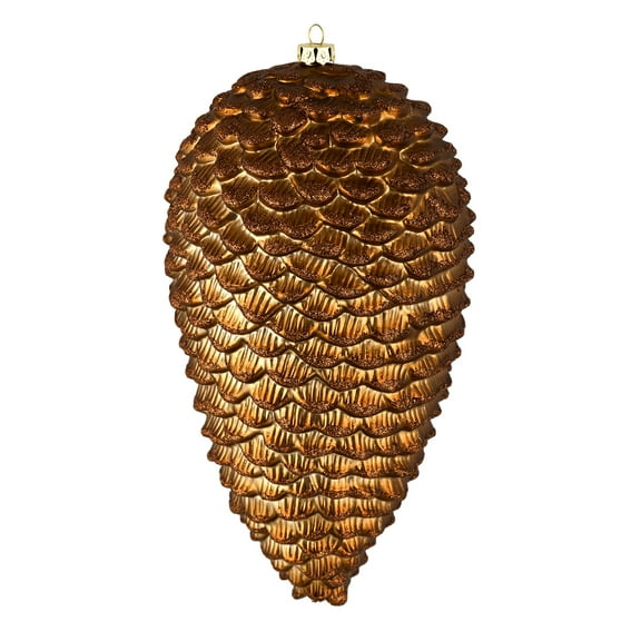 Vickerman 7" Mocha Matte Glitter Pinecone Christmas Ornament, 4 per set