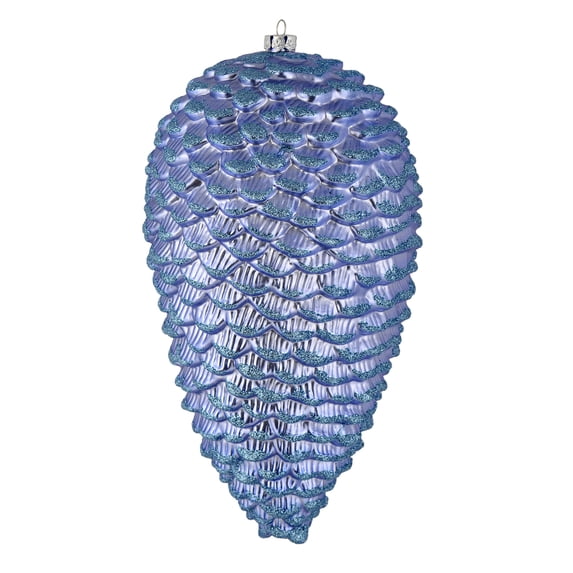 Vickerman 7" Periwinkle Matte Glitter Pinecone Christmas Ornament, 4 per pack