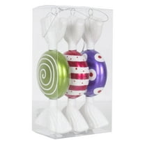 Vickerman 7" Purple-Lime-Cerise Flat Candy Christmas Ornament, 3 per Box